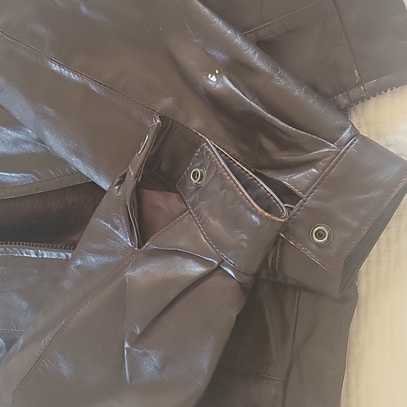 VTG Brown Leather Jacket Biker Motorcycle Zip in Fur Lining Size 38 - Picture 4 of 10